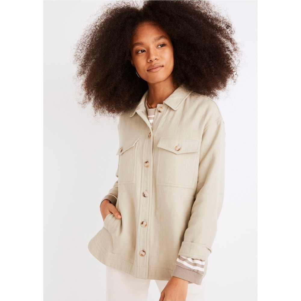Madewell Women Waffleback Branner Shirt Jacket S Kale Cotton Gauze Shirt Shacket